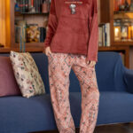 بيجامة قطيفة شتوي مطبوعة