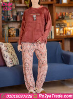 بيجامة قطيفة شتوي مطبوعة