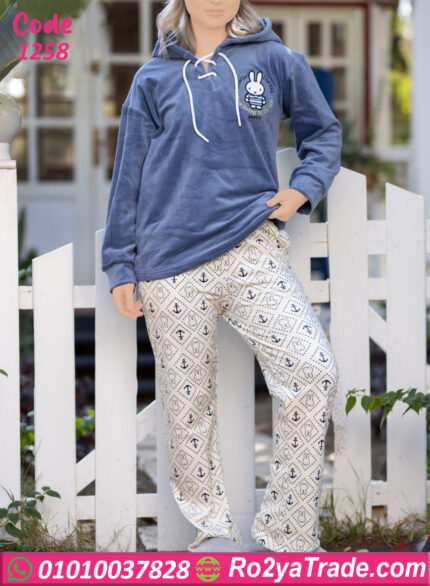 بيجامة قطيفة شتوي هودي