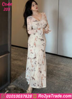 فستان طويل مشجر شيك بنقشة هادية