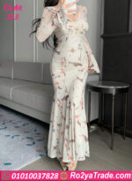 فستان طويل مشجر شيك بنقشة هادية