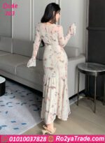 فستان طويل مشجر شيك بنقشة هادية