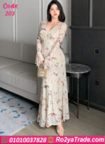 فستان طويل مشجر شيك بنقشة هادية