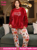 بيجامة شتوي قطيفة بيج سايز