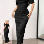 فستان سواريه أوف شولدر طويل