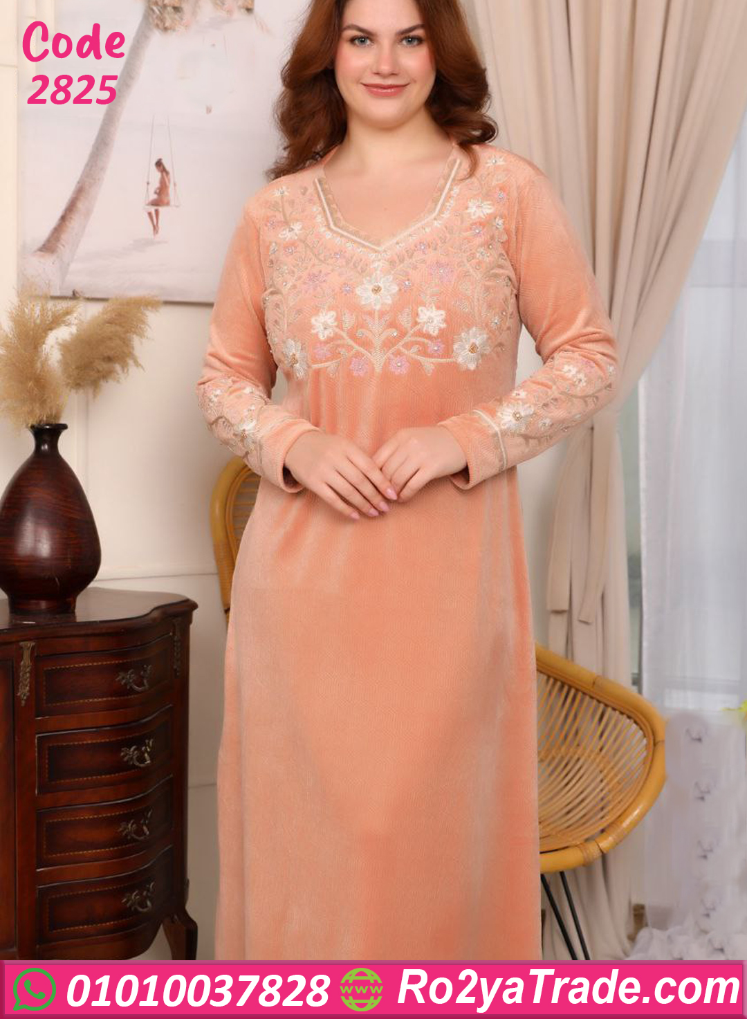 2825-3 عباية بيتي شتوي مطرزة