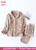 بيجامة قلوب قطيفة شتوي