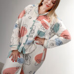 بيجامة شتوي قطيفة مطبوعة بيج سايز