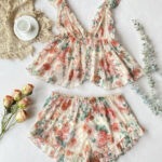 طقم هوت شورت شيفون مورد