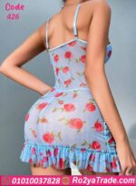 فستان لانجري قصير مشجر بالورود