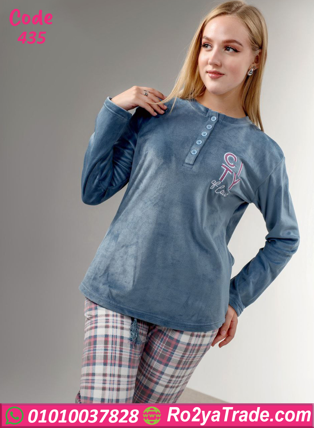 435-6 بيجامة قطيفة شتوي حريمي