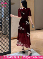 فستان سواريه مطرز طويل