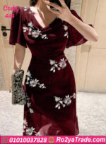 فستان سواريه مطرز طويل