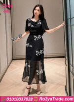 فستان سواريه مطرز طويل