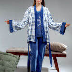 بيجامة شتوي بالروب قطيفة أزرق