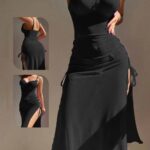 لانجري أسود مفتوح جانبي