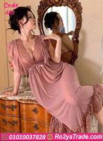 قميص نوم دانتيل ناعم طويل