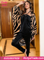 طقم بيتي قطيفة زيبرا شتوي