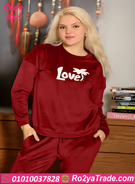 بيجامة قطيفة نسائي شتوي Love
