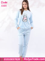 ⁦بيجامة شتوي قطيفة بطبعة كرتونية – كود 5101⁩ - الصورة ⁦7⁩