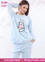 ⁦بيجامة شتوي قطيفة بطبعة كرتونية – كود 5101⁩ - الصورة ⁦8⁩