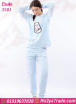 ⁦بيجامة شتوي قطيفة بطبعة كرتونية – كود 5101⁩ - الصورة ⁦9⁩