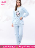 ⁦بيجامة شتوي قطيفة بطبعة كرتونية – كود 5101⁩ - الصورة ⁦10⁩