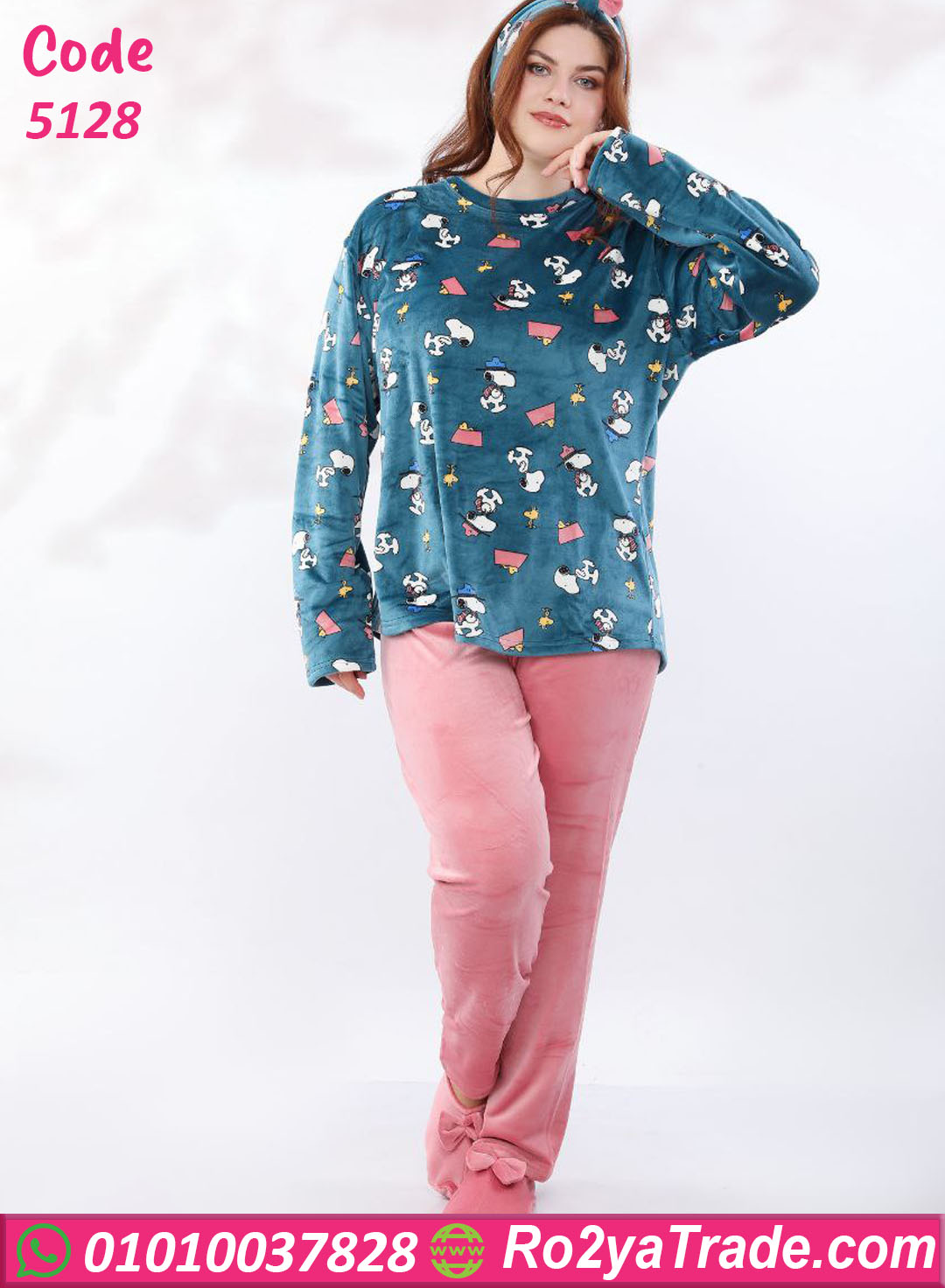 5128-5 بيجامة شتوي قطيفة حريمي