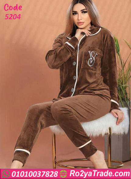 بيجامه قطيفه زراير حريمي - كود 5204