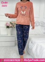 بيجامة شتوي قطيفة بناتي دافية – كود 5601