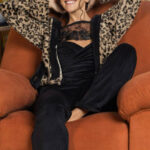 بيچامة فرو ليوبارد دانتيل شتوي