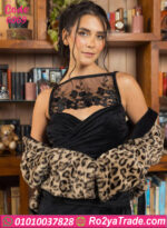 بيچامة فرو ليوبارد دانتيل شتوي