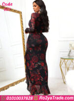 فستان ورد أسود