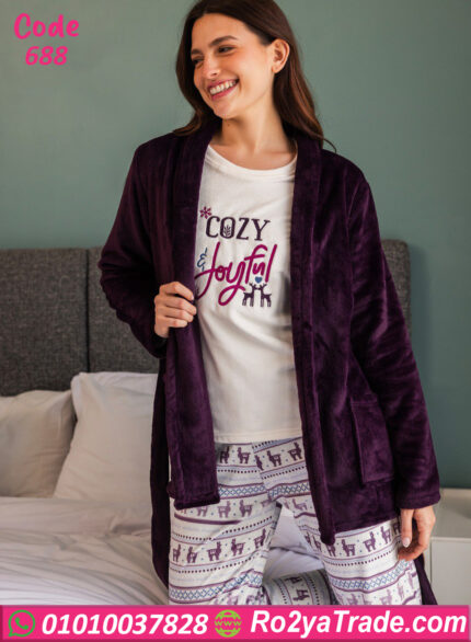 بيجامة شتوي قطيفة حريمي