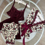 بيجامة قطيفة مضلع حريمي 3 قطع