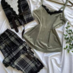 بيجامة قطيفة 3 قطع شتوي كارو