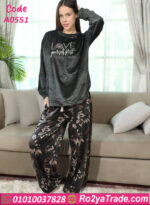 بيجامة شتوي حريمي قطيفة ناعمة