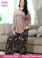 بيجامة شتوي حريمي قطيفة ناعمة