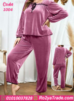 بيجامة قطيفة شتوي وان سايز