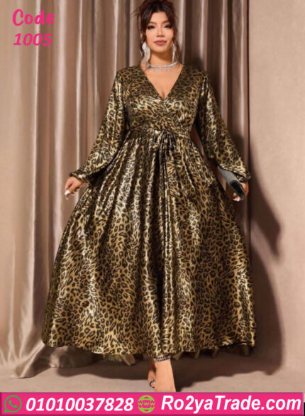فستان تايجر طويل وان سايز