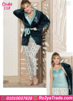 بيجامة قطيفة بالروب شتوي