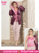 بيجامة قطيفة بالروب شتوي