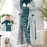 بيجامة قطيفة شتوي بالروب الطويل