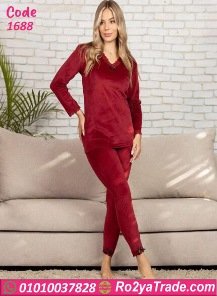 بيجامة قطيفة شتوي نسائي