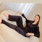 بيجامة قطيفة بيج سايز شتوي