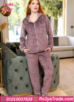 بيجامة شتوي قطيفة مطبوع