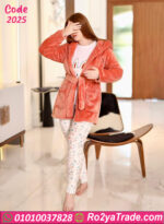 بيجامة قطيفة بالروب هودي شتوي