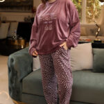 بيجامة شتوي قطيفة ناعمة