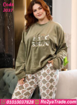 بيجامة شتوي قطيفة مطرزة