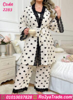 طقم شتوي دانتيل قلوب